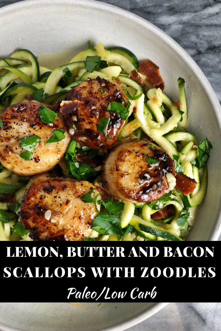 Zucchini Noodles with Scallops and Bacon