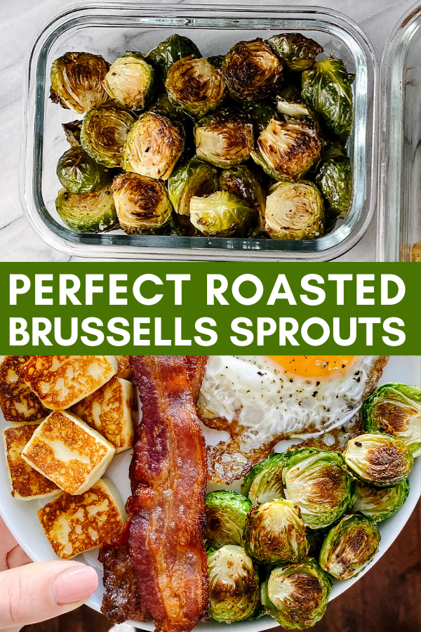 Image for pinning roasted brussels sprouts recipe on pinterest