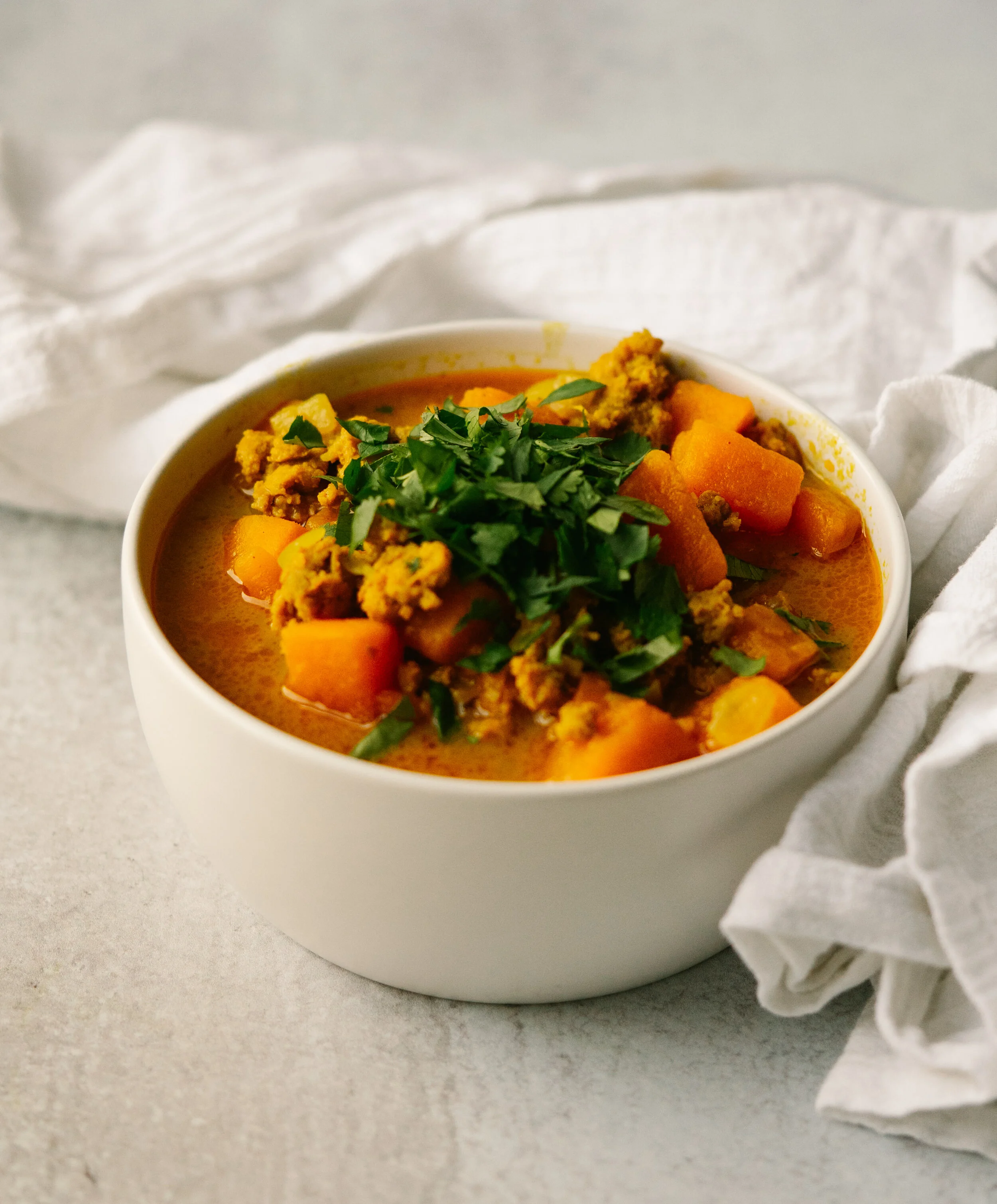 Sweet Potato and Sausage Curry Soup — Mad About Food