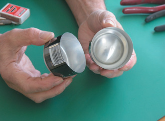 The bases of two cut cans
