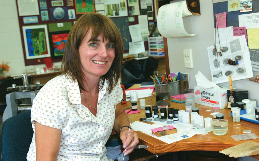 Sally Laing in her studio