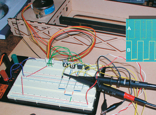 Consecutive pulses displayed on the oscilloscope screen