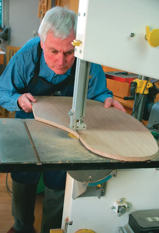 Bandsawing outline from solid ply