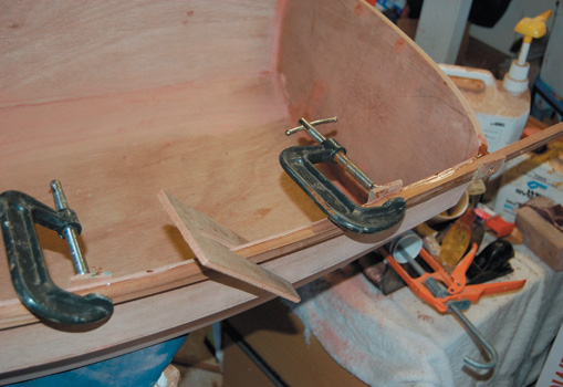 Ceder strip gunwale stiffens shape