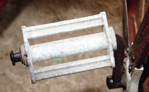 Pedals and seats were made from aluminium bullet tips surplus from World War II.