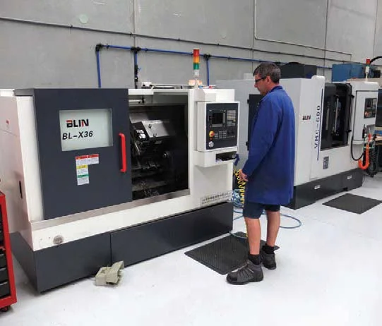 Hi-tech tooling at Rocket Lab includes a CNC lathe.