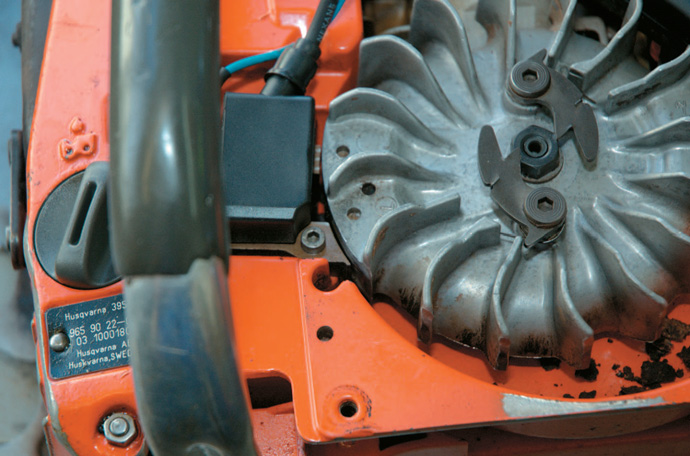 Clean the gap between the flywheel magnets and the coil