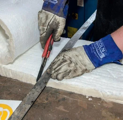 Cutting the wool for the interior.