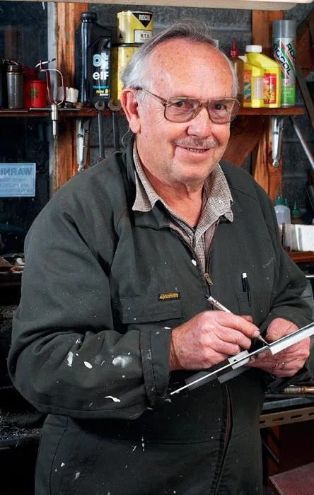 Ian MacIntyre in his shed.