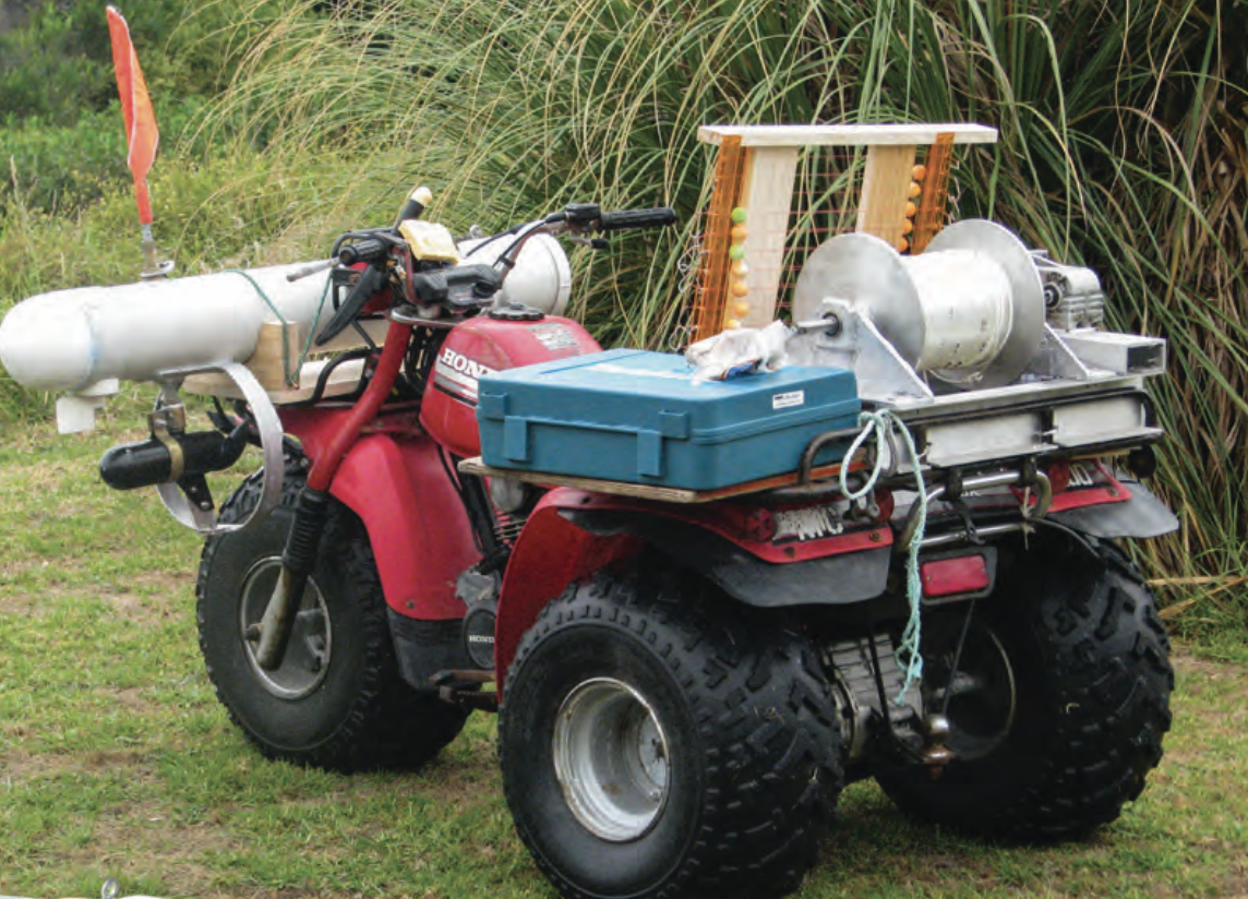 Ready for the beach, with winch, traceboard and kontiki on home-built holder.