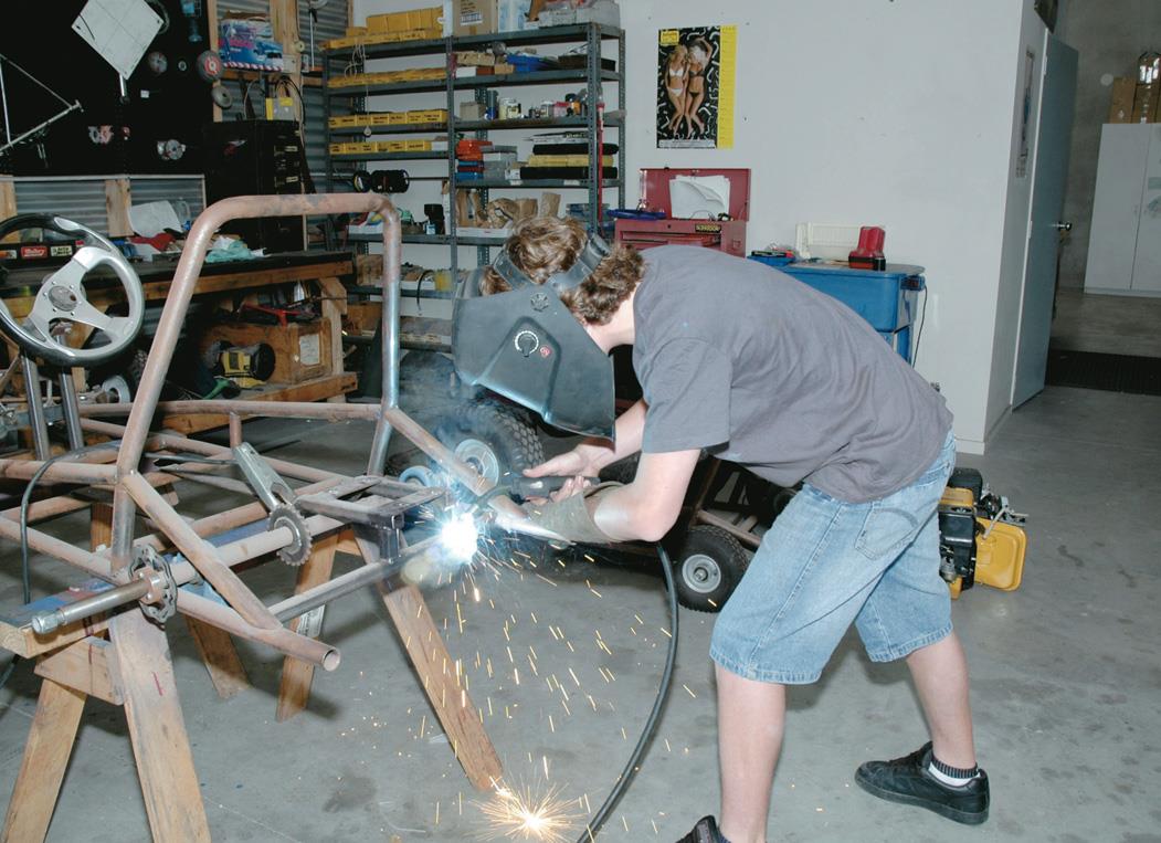 Kurt welds the engine supports