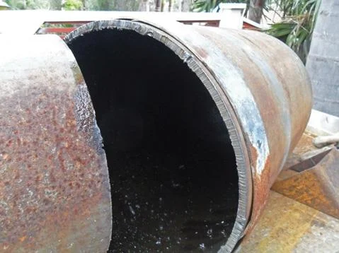 CNG cylinder, cut in two.