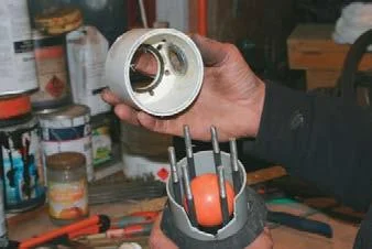 Water ram part-assembled. Note O-ring in cap
