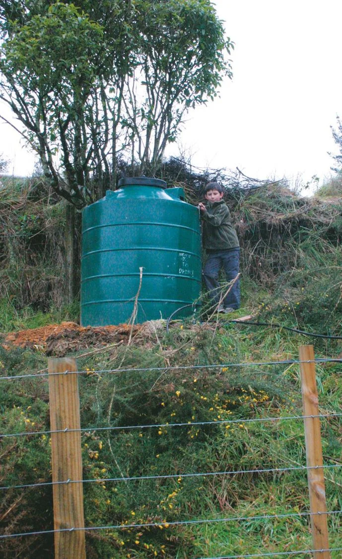 Pete Chandler’s top tank fed by water ram