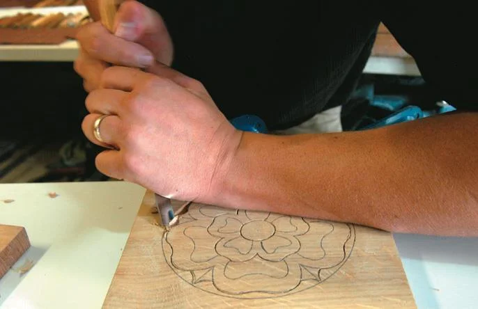 Chisel No 5 in fist position cuts down at 45 degrees from the outer circle