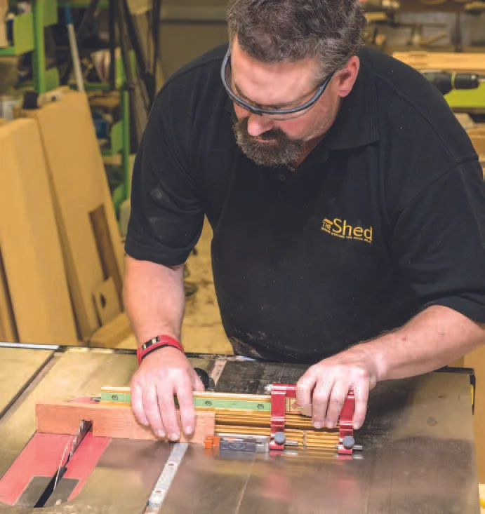 The kerf maker ensures each shoulder of the joint is precisely cut without having to measure once