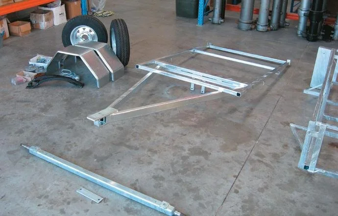 The A-frame, shown here after being galvanized