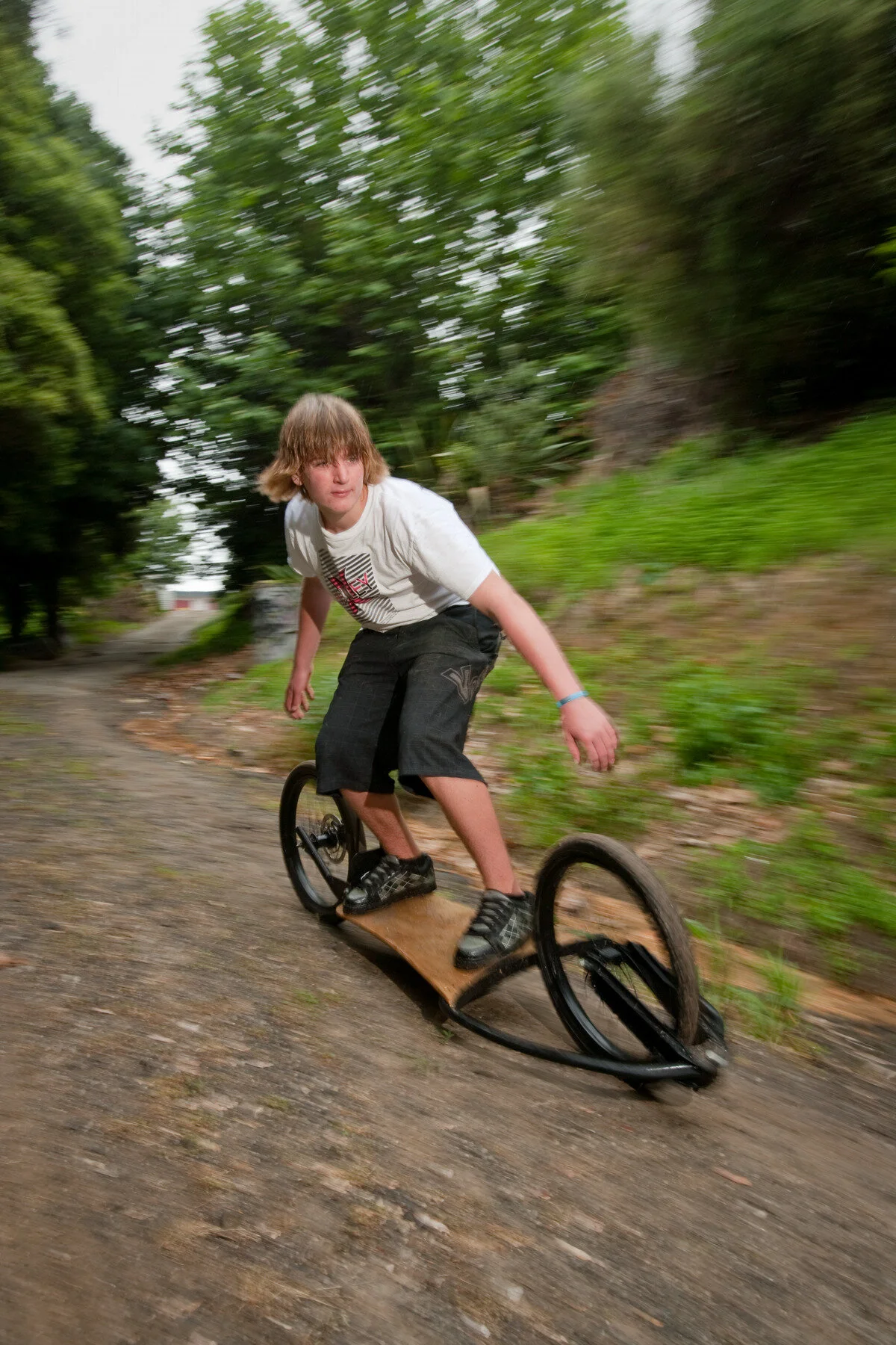 Kyle Asplin, Otumoetai College balances his dirtsurfer