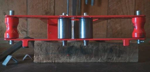 Top of bender showing 65 mm rollers in place