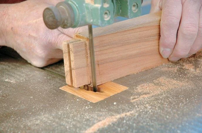 Waste trimmed to mitre angle