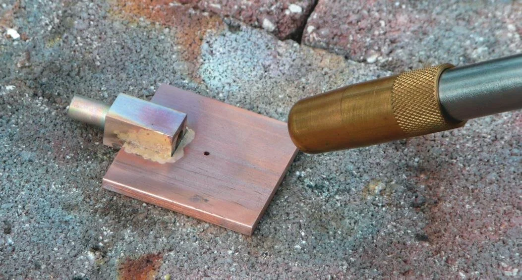 Silver soldering the bracket using MAPP gas