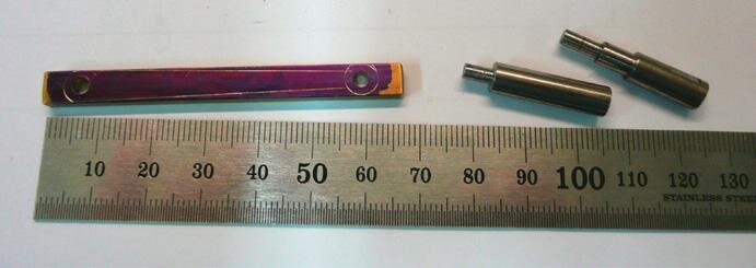 Connecting rod marked out, jigs for rounding ends