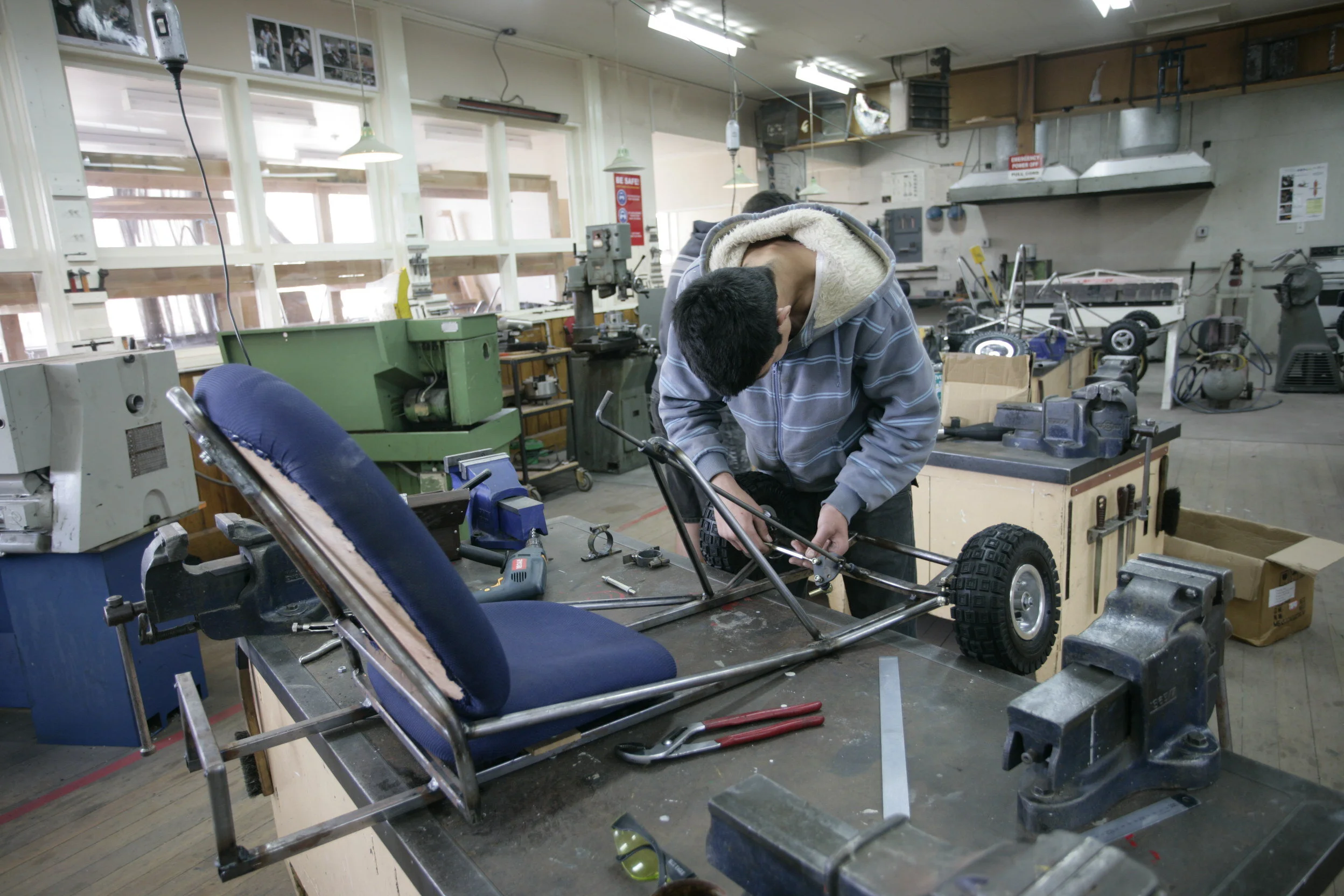 Attaching steering plate.