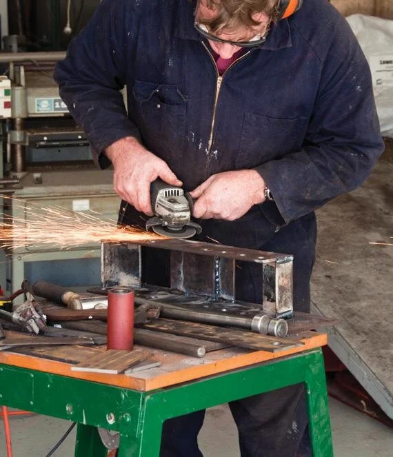 Cleaning up. Note the reinforced plate on the base