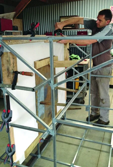 Securing and gluing inner panels. Frame remains unattached to chassis