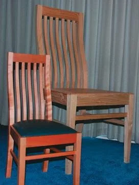 The ﬁnal chair scaled beside the adult-size mock-up