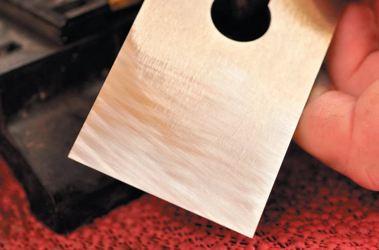 Diamond honing complete. Shiny from edge to edge