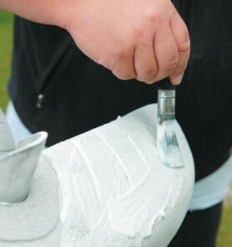 Applying white cement