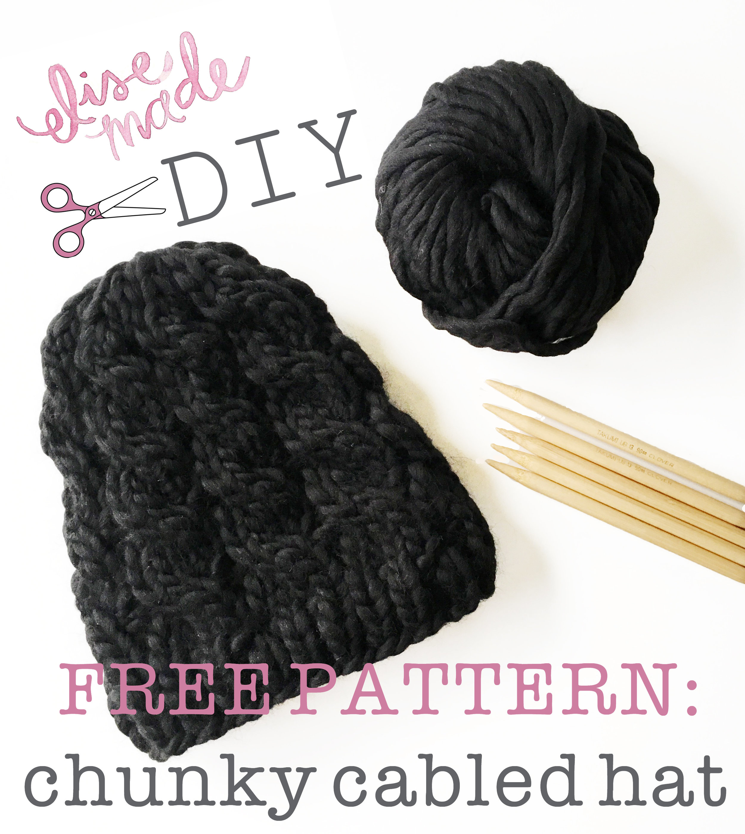 Diy Free Chunky Cabled Hat Pattern Elisemade