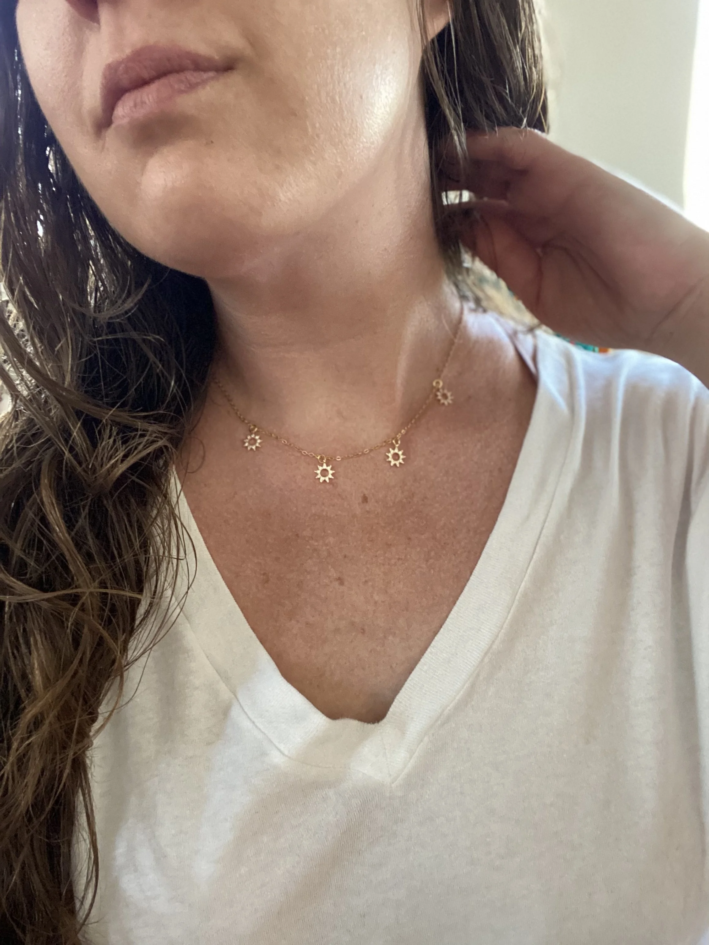 Gold Sun Minimalist Choker and Earrings 