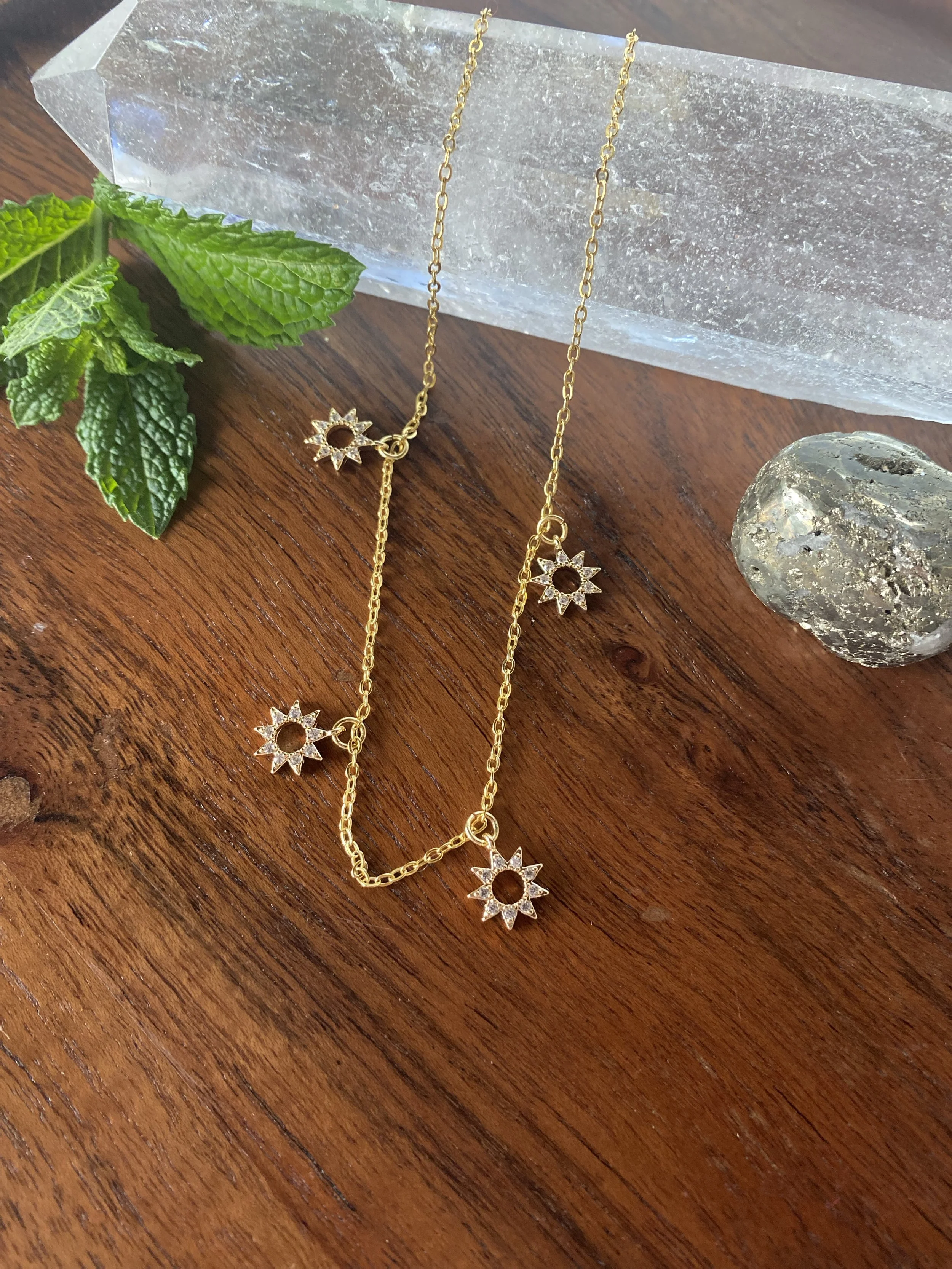 Gold Sun Minimalist Choker and Earrings 