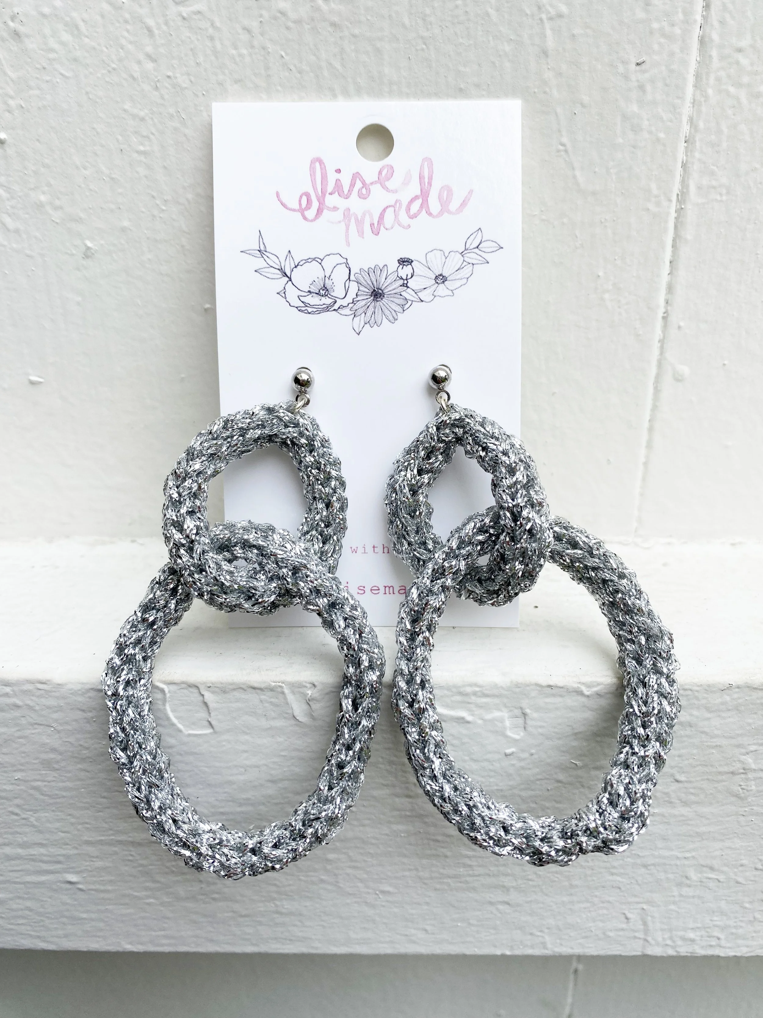Silver Knit I-Cord Hoop Earrings