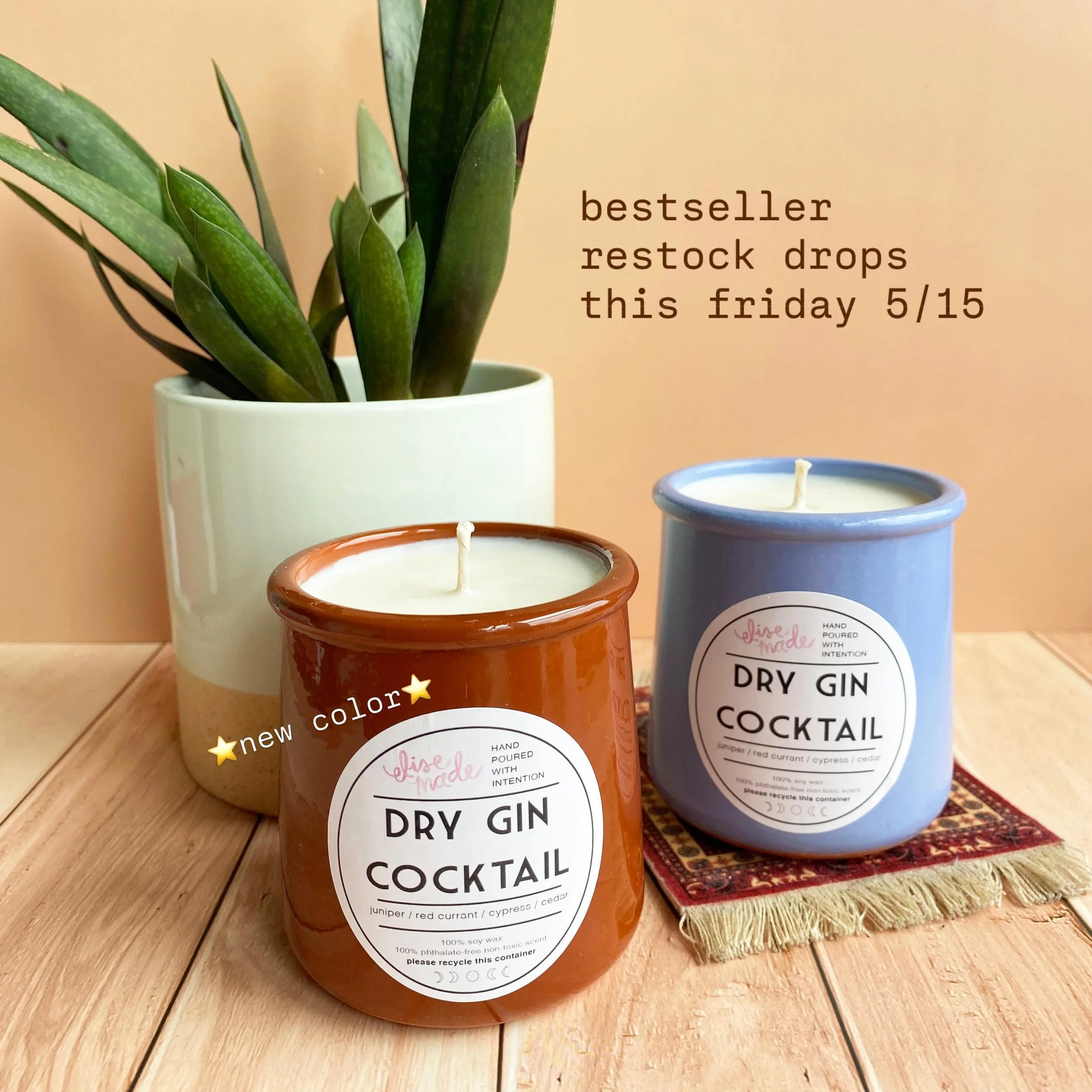 my next candle drop is coming this friday, may 15th and in addition to a bunch of new exciting things, there will also finally be a big restock of my two signature scents ☀️SUN &amp; MOON🌙 and 🍸DRY GIN COCKTAIL🌲

i have been doing a lot of work on