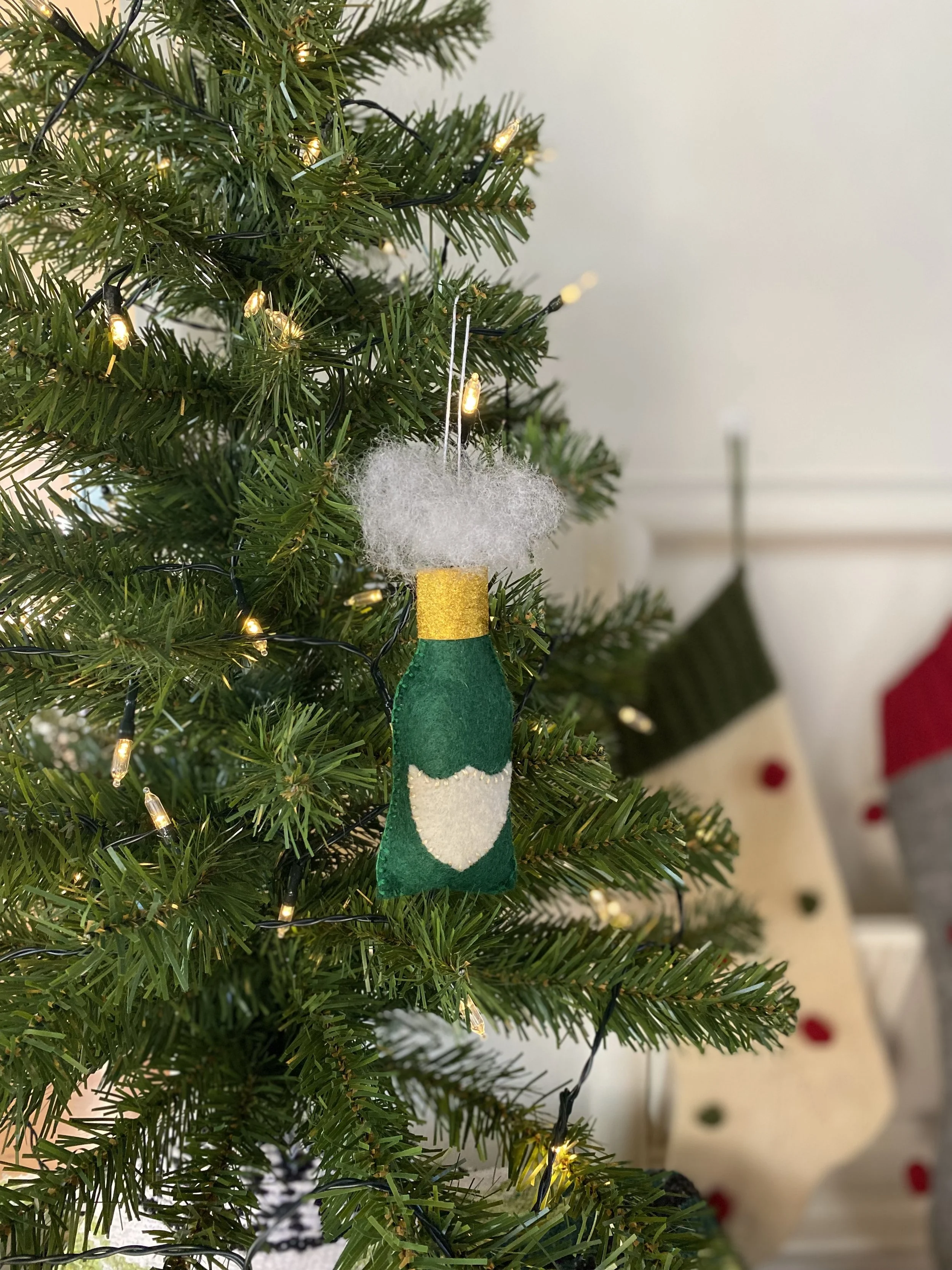 Champagne Bottle Felt Ornament