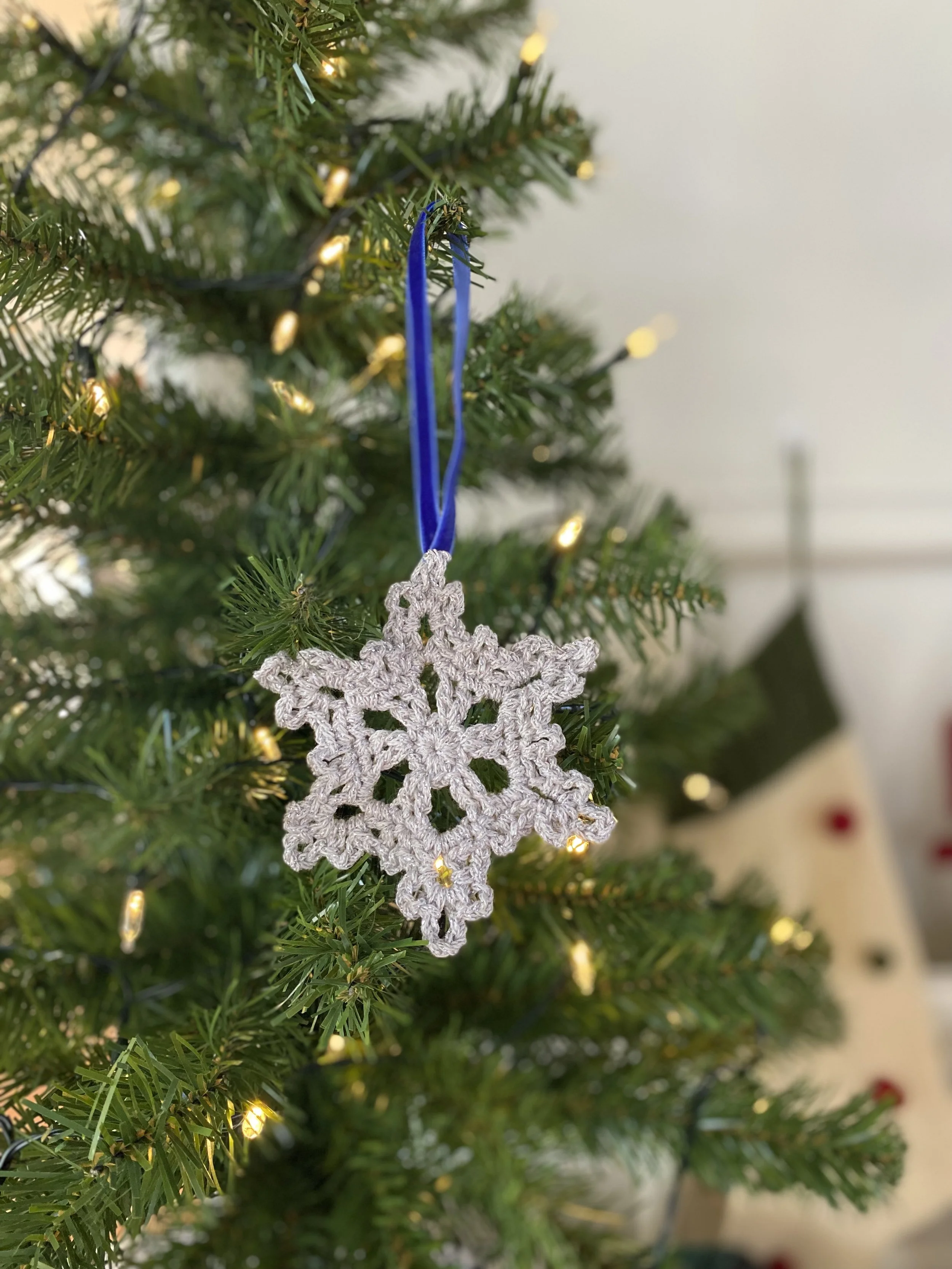 Sparkly Snowflake Crochet Ornament