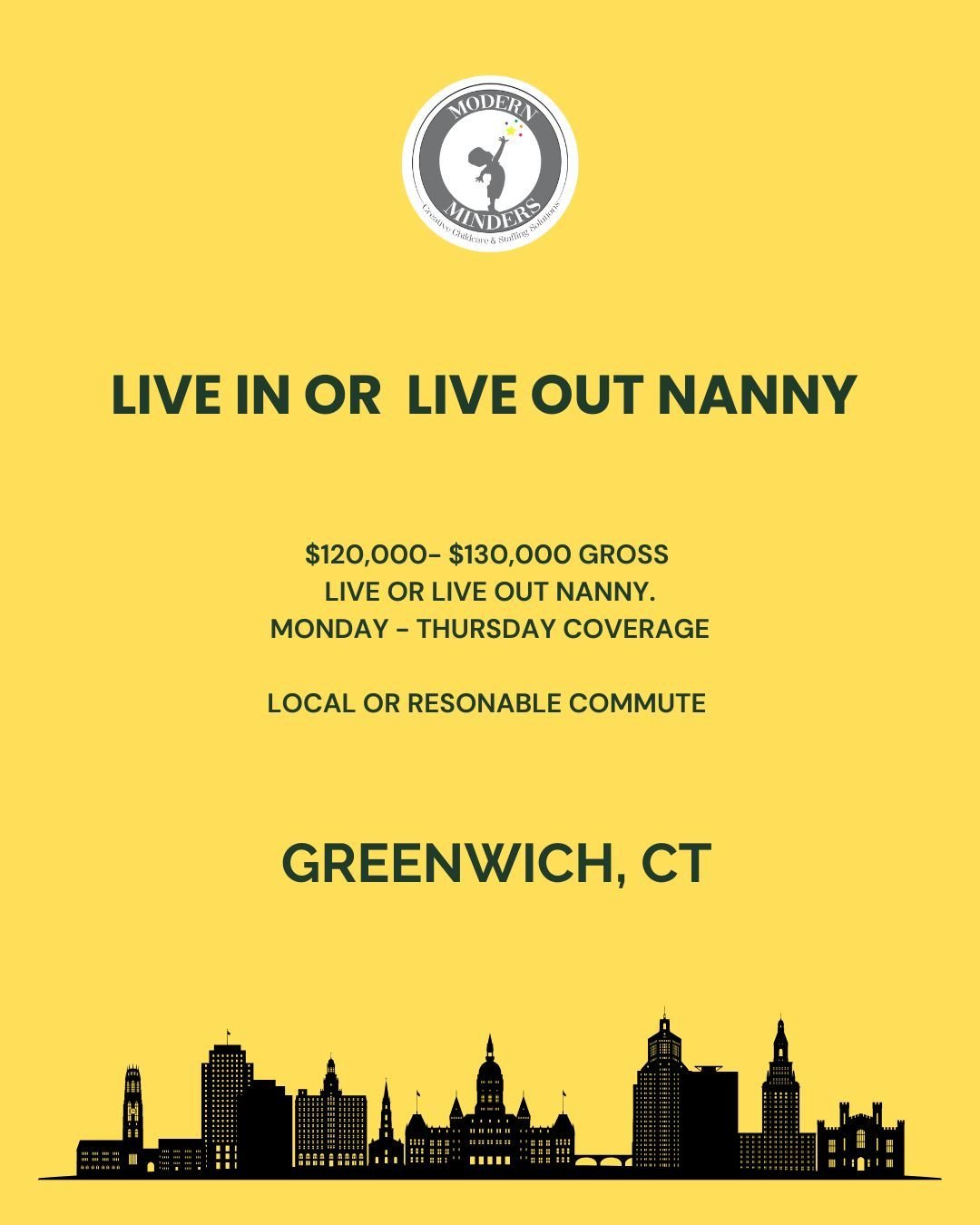 ✨ Greenwich Nanny Dream Role Alert ✨

A warm, thoughtful family in Greenwich, CT is searching for an exceptional career nanny to support a toddler and a baby in a calm, loving, and well-structured home. This Monday&ndash;Thursday role offers the flex