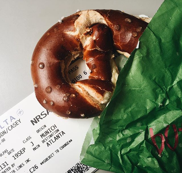 My German departure tradition: spend all remaining euros on pretzels at the airport. Sad to leave Europe, happy to go home. Bis Aufswiedersehen!