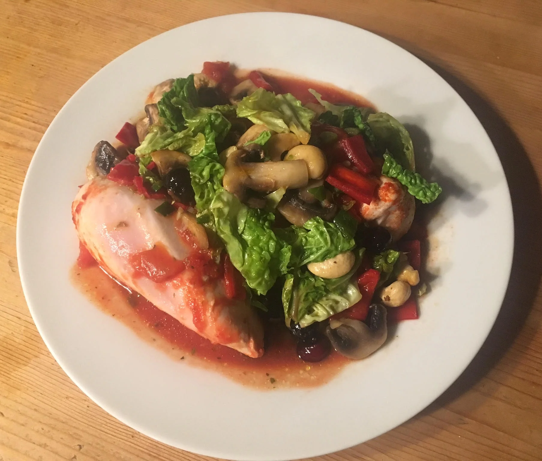 Chilli, Cashew Nut Stir Fry with Oven Baked Chicken