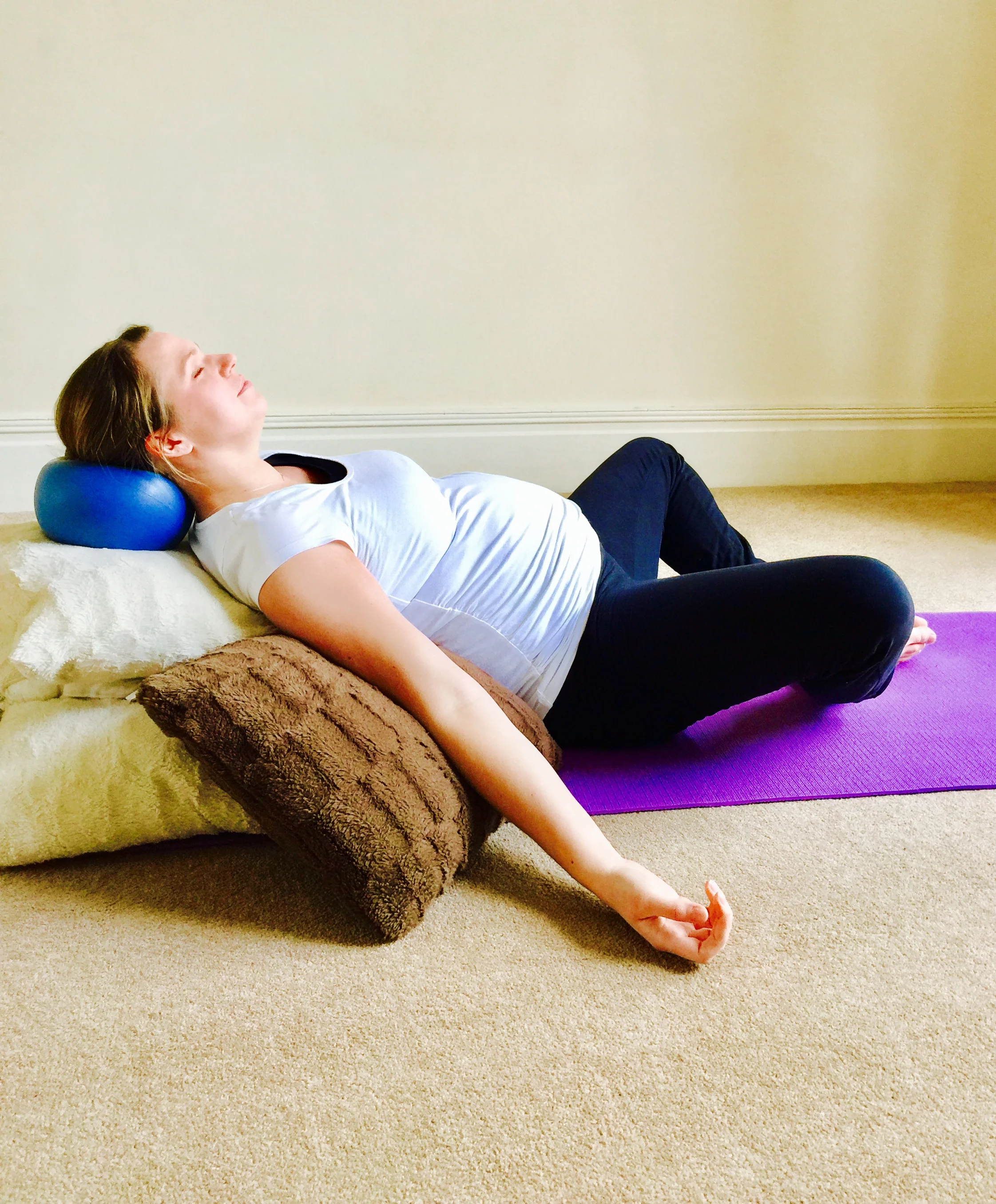 Pregnancy Yoga - Restorative Butterfly Posture - (Supta Baddha Konasana)