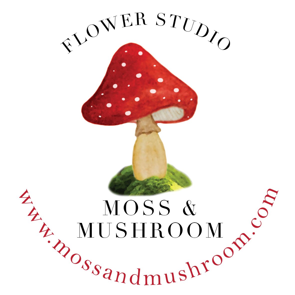 moss and mushroom