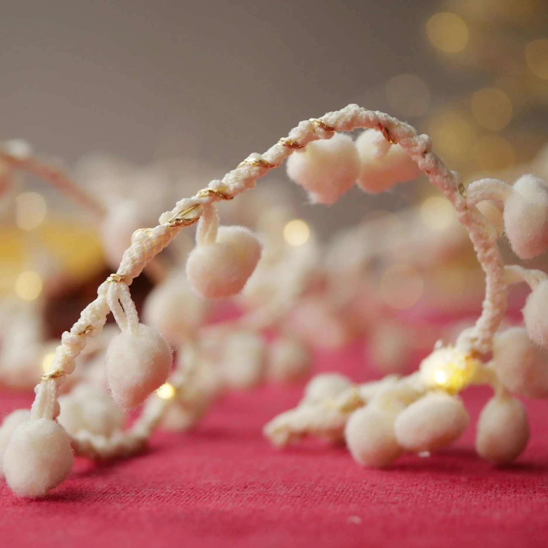Soft white Christmas pom pom fairy lights