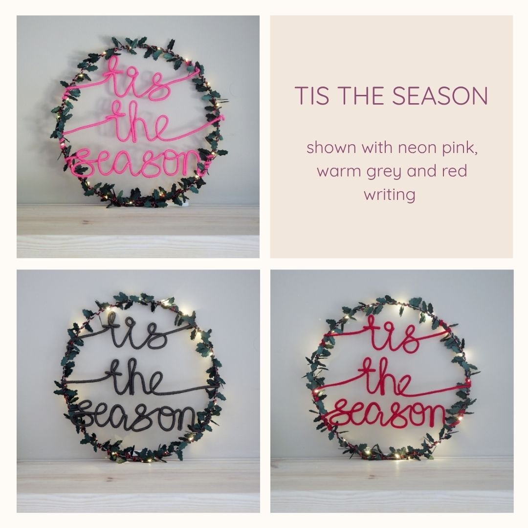 Tis the Season Christmas message wreath lettering options