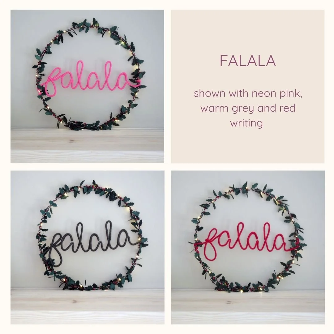 Fa La La Christmas message wreath lettering options