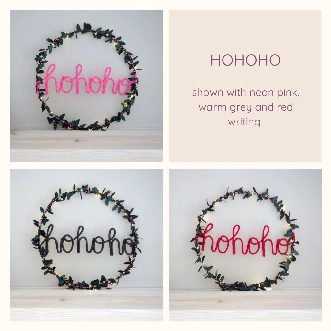 Ho Ho Ho Christmas message wreath lettering options