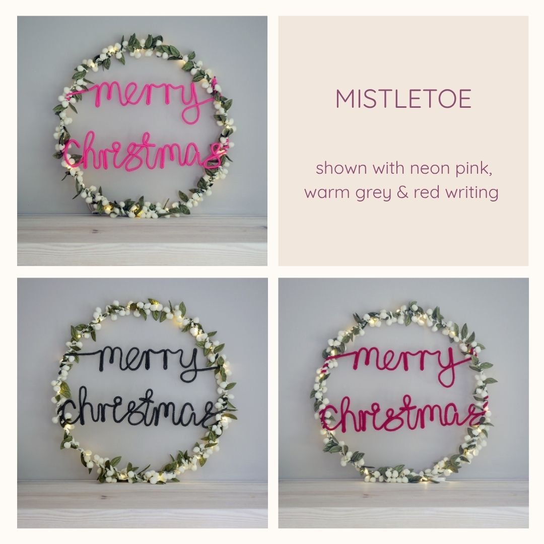 6. Mistletoe Merry Christmas light up wreath colour options