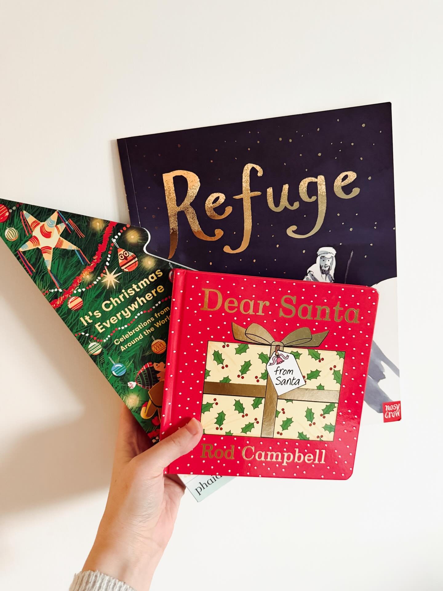 Love seeing which books my daughter picks out to read. This morning (among the chaos of getting out the door on time) involved these books. I think she loves the Christmas tree shape of its Christmas everywhere; the lift the flaps in dear Santa combi